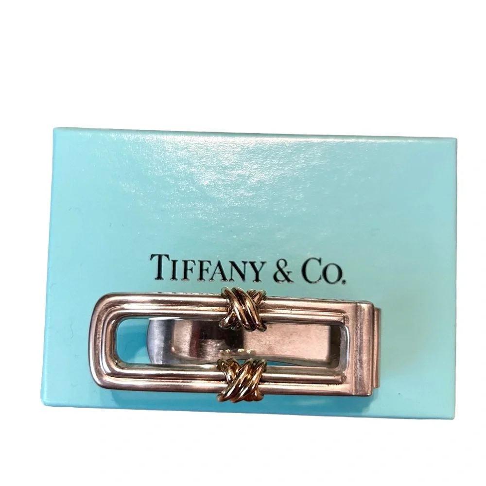 Tiffany & Co 1995 Sterling Silver & 18k 750 Yellow Gold Money Clip X Mens Gift